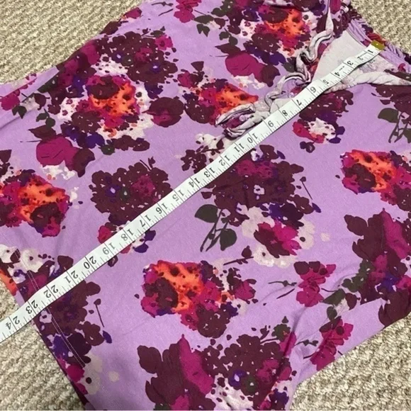 A.N.A. Purple Floral Short Sleeve Top with Ruffles - Picture 7 of 7